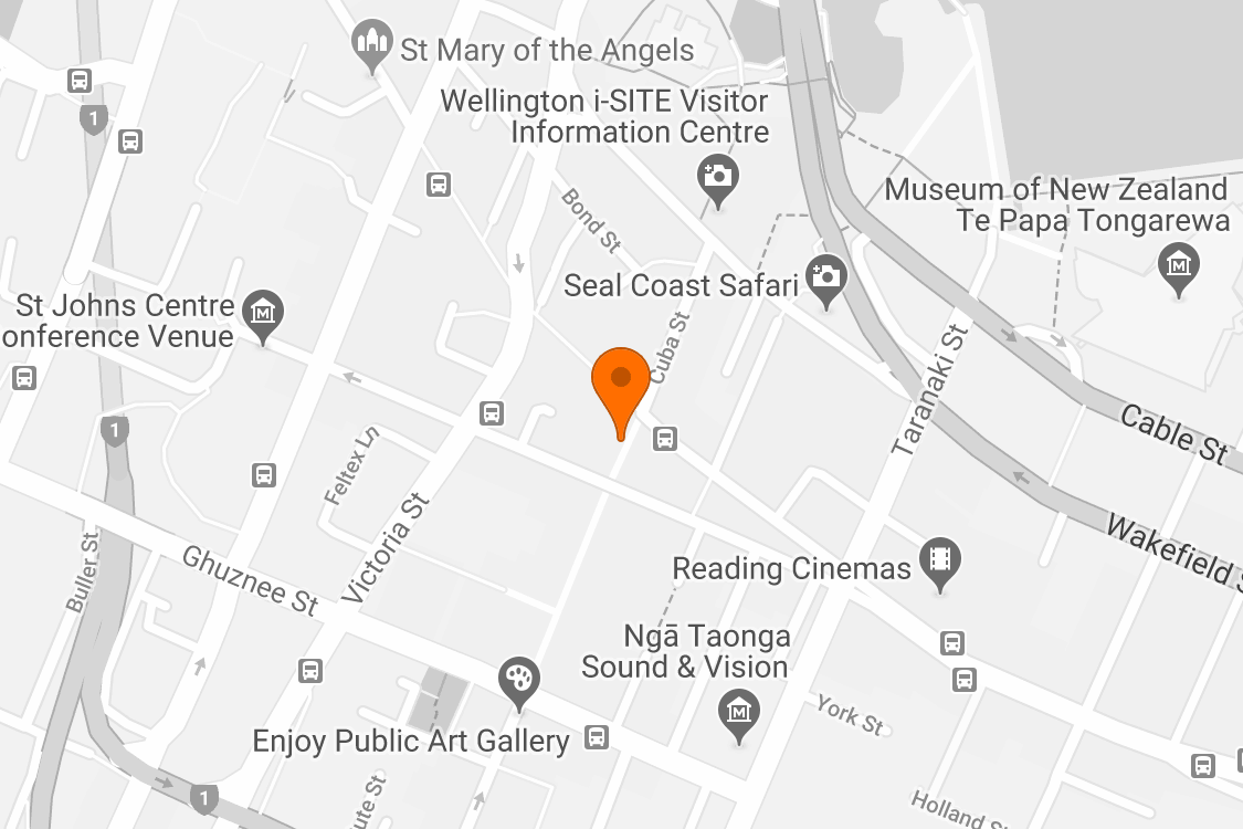 Google Map location for Studio Pacific Architecture, Level 2, 74 Cuba Street, Wellington