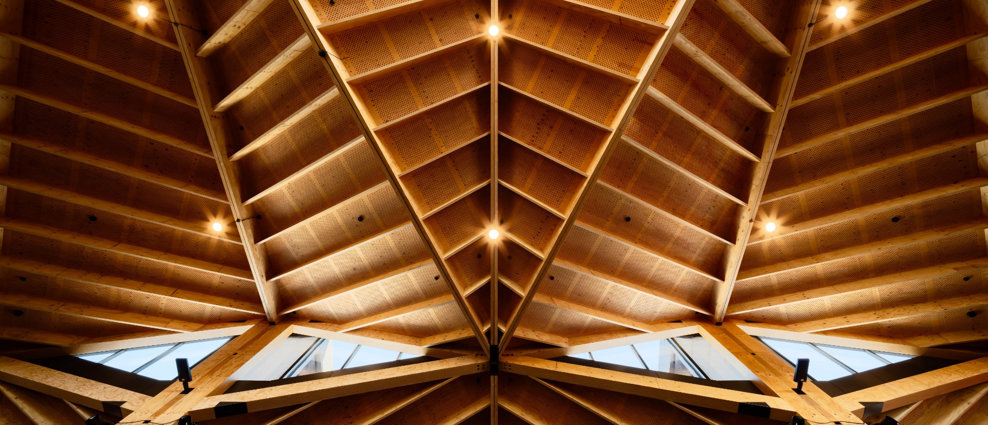 The articulated timber ceiling of Nelson Airport Terminal