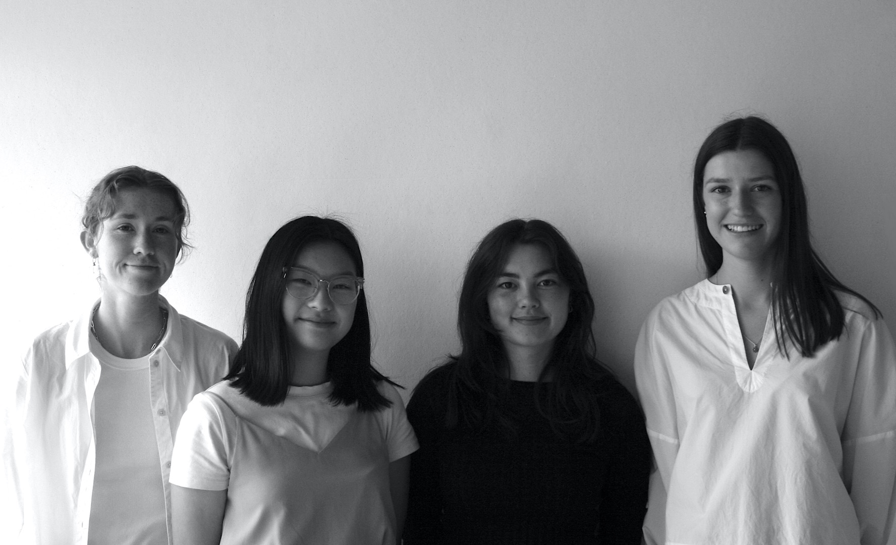 From left to right: Emily Howell (VUW Practicum Intern), Lisa Ou (VUW Research Scholar), Jienwern Cook (Summer Design Intern), Saffron Coppell (Summer Design Intern)