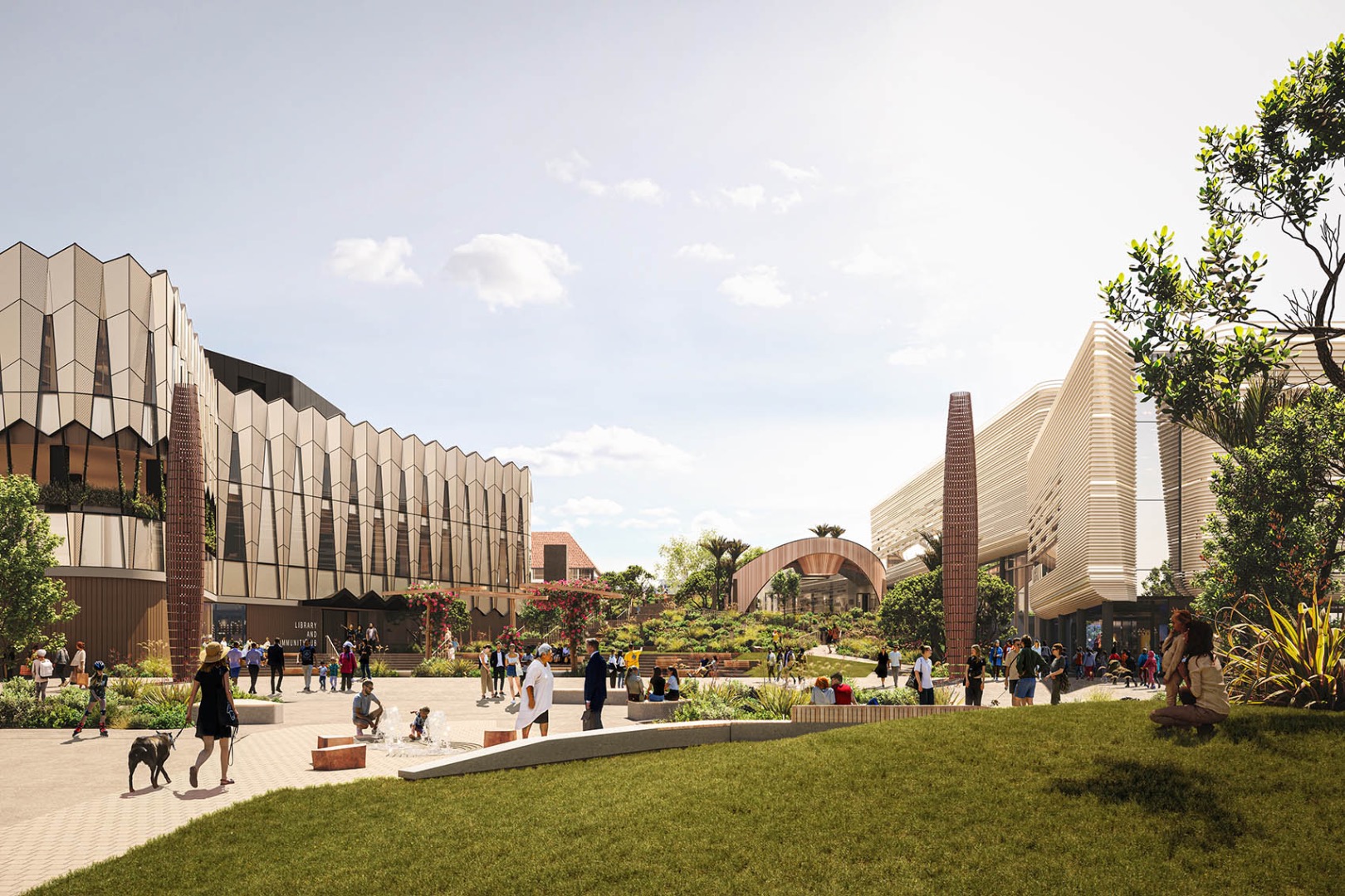 View of the future public realm within Te Manawataki o Te Papa from Willow Street.