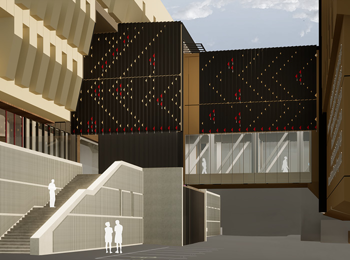 The new National Library link bridge enabling structure by Studio Pacific Architecture and co-design partners Tihei.
